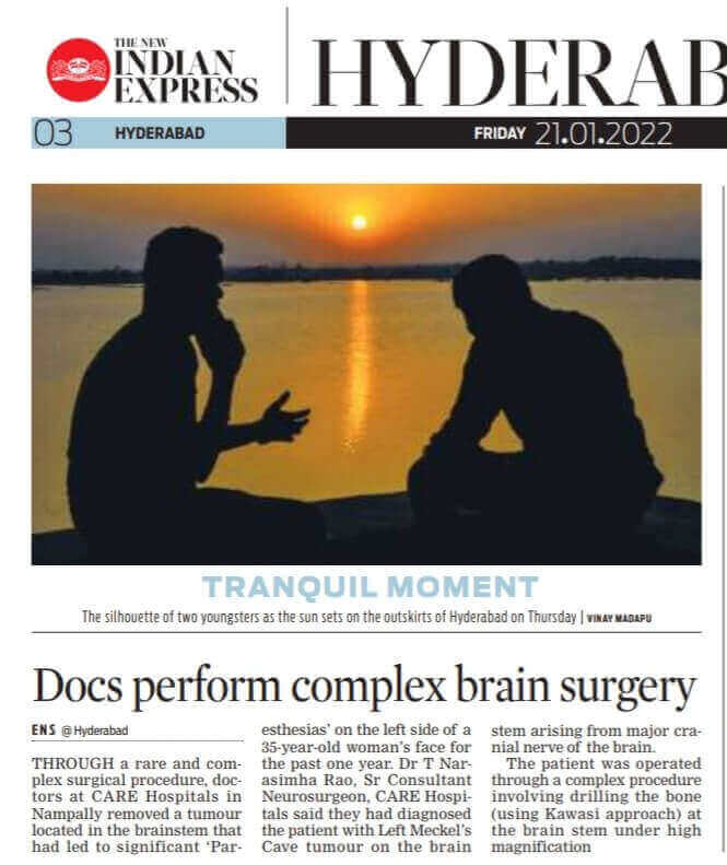 Rare Brain Tumor Surgery performed at CARE Hospitals, Nampally Team of Neurosurgery
